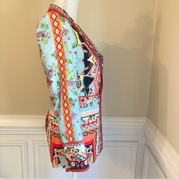ALICE AND OLIVIA Nate Euphoria Paisley Floral Print Linen Blazer Jacket - Picture 10 of 16